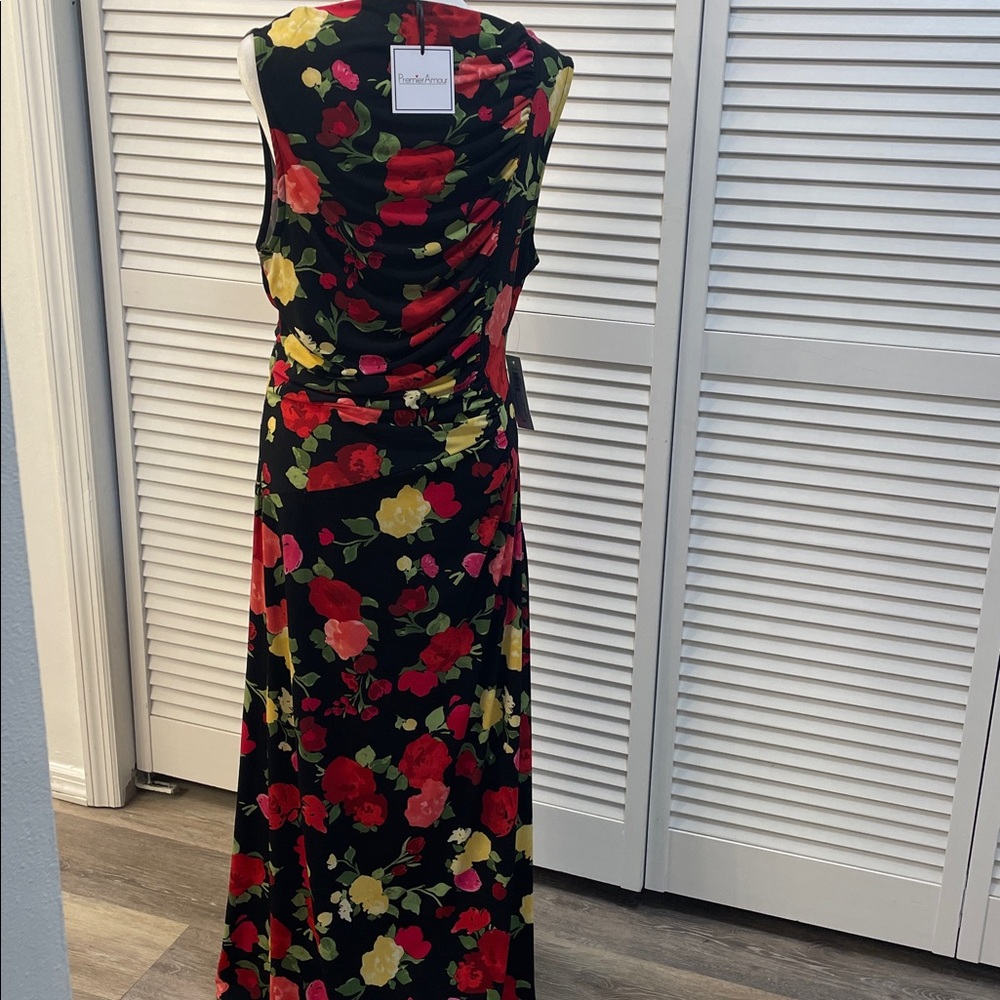 Premier Amour NWT Floral Sleeveless Maxi Dress Cinched Waist Size 14 - Picture 7 of 11